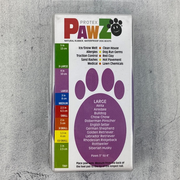 PawZ Rubber Dog Boots Large Purple Waterproof Reusable Disposable Protex 12 pk - Picture 1 of 7